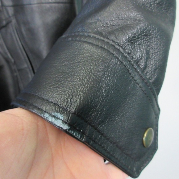 Charles Klein Genuine Leather Trench Coat Men XL Black Full Length Gothic 2320 - Picture 6 of 16